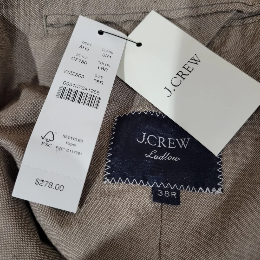 J Crew Ludlow Slim-fit double-breasted suit jacket in Irish cotton-linen blend